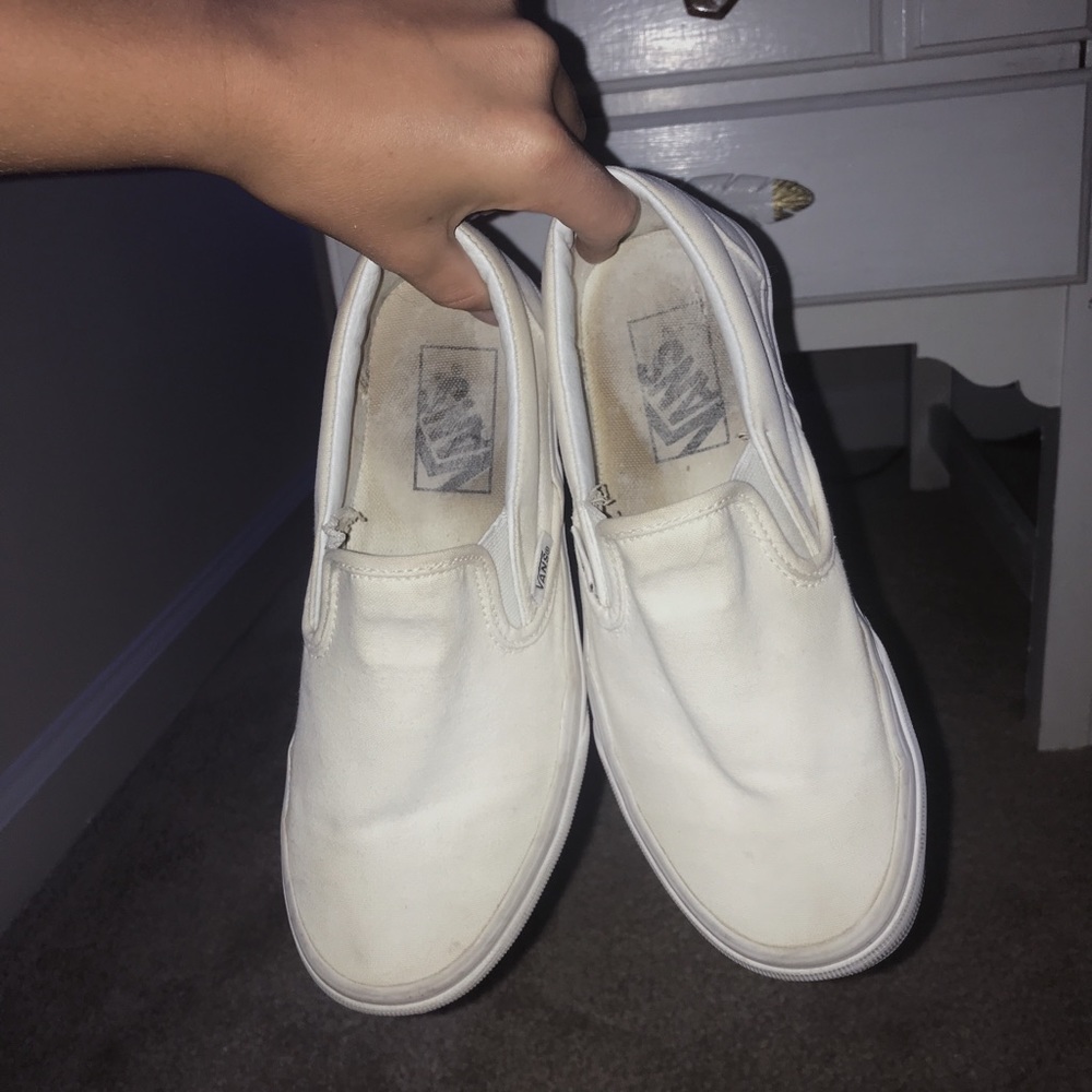white slip on vans